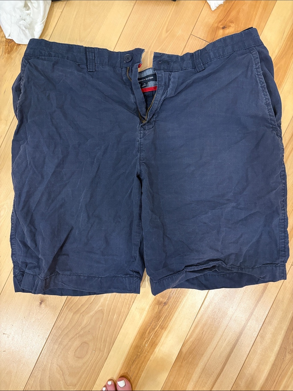 Tommy Hilfiger Navy Blue Flat-Front Cotton Shorts